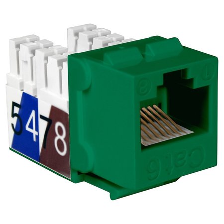 QUEST TECHNOLOGY INTERNATIONAL Cat6 Slim-Style 90 Degree Keystone Jacks, 8P8C - Green NKJ-6506